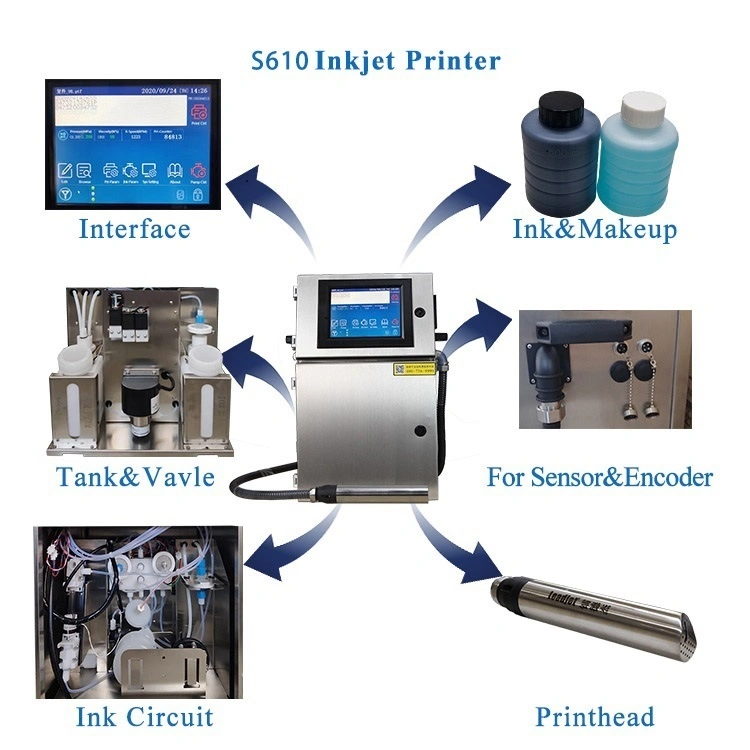 Leadjet S610 Depósito de tinta recargables Cij Fecha Industrial impresora inkjet de codificación para el paquete de alimentos de bebidas