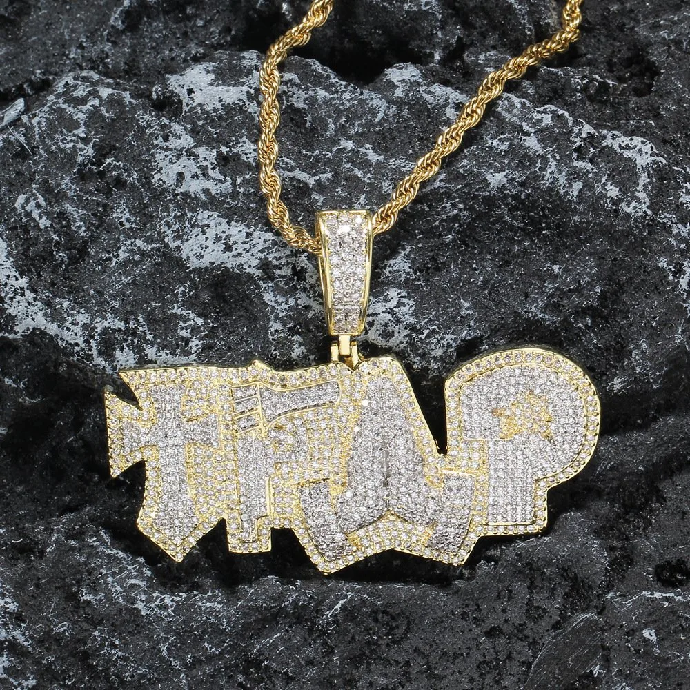 Full Zirconium Copper Pendant Lovers Necklace Hip Hop Music Alphabet Trend Accessories