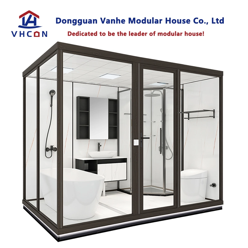 High quality/High cost performance  Indoor Hotel Building Design Glass Unit Shower Cabin Modern Portable Prefabricated Modular Bathroom Pod for Sale