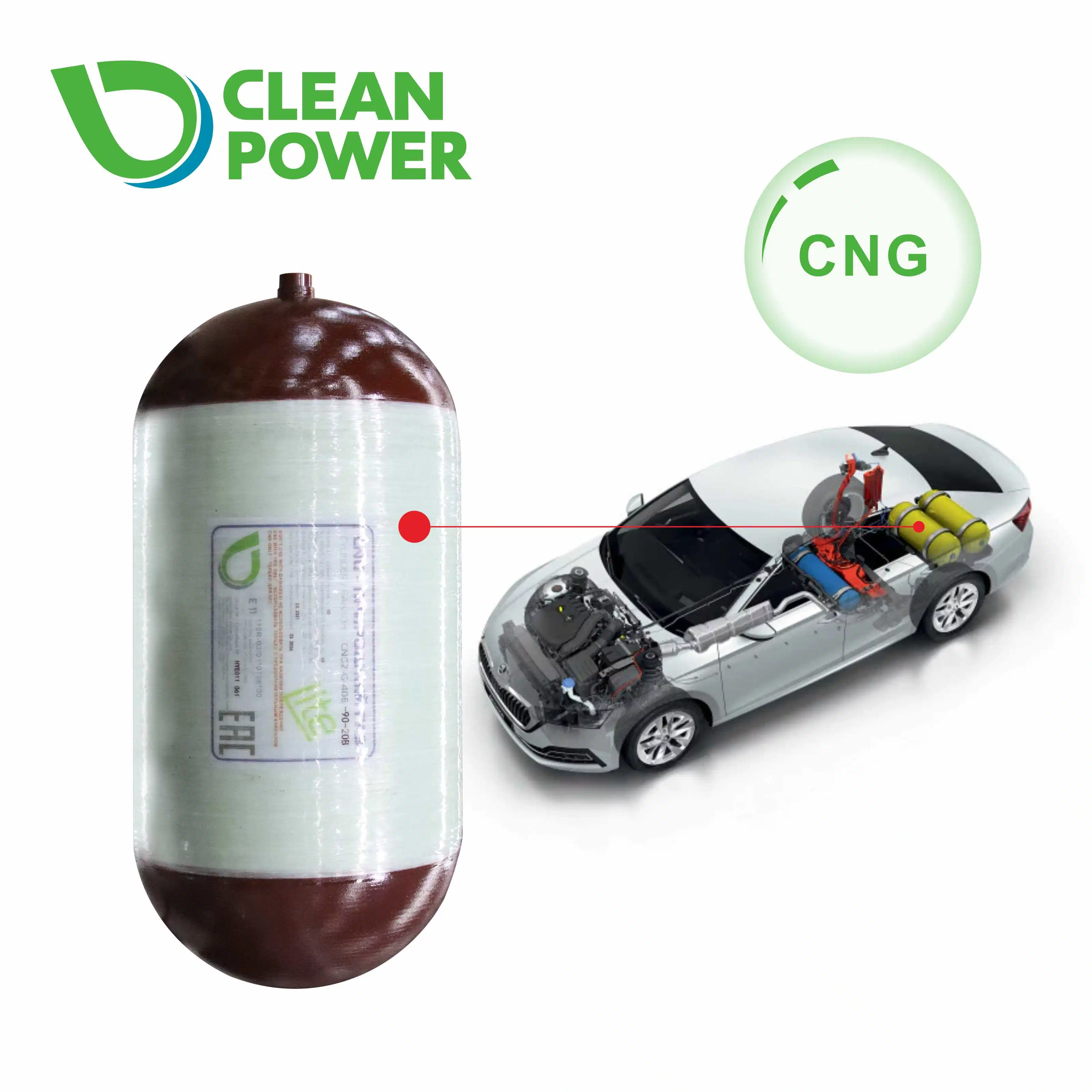 Factory Direct Sell Eco-Friendly 90L Composite Gas Cylinder Car CNG