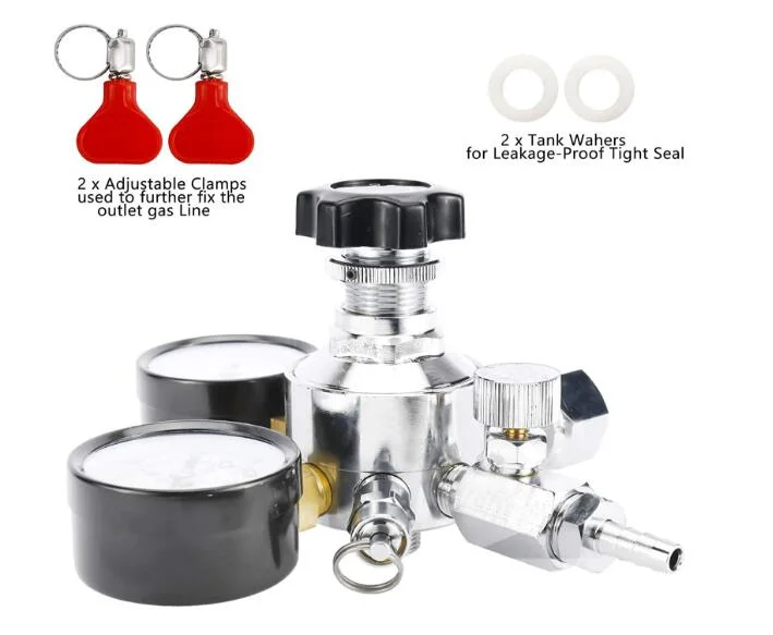 High Free Dual Gauge CO2 Draft Beer 0-60 Psi 0-3000psi Pressure Regulator with Relief Valve