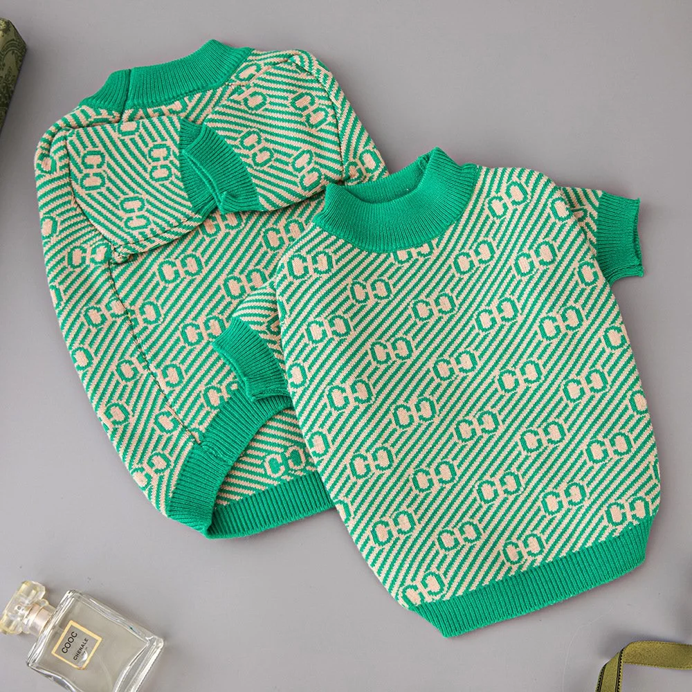 Verde Color Invierno caliente Pet Sweaters