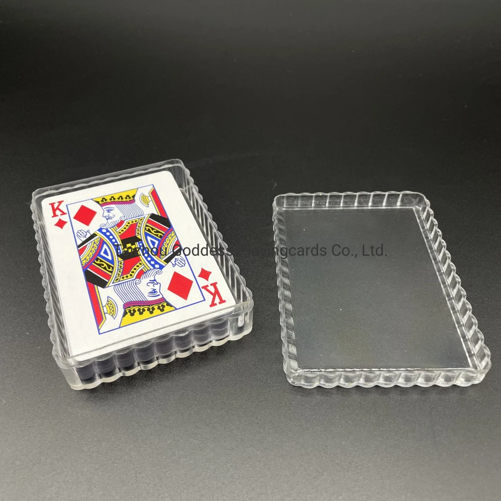 PS transparent Playingcards un seul pont large Boîte de rangement avec contour ondulé et séparer le couvercle utilisé pour la planche de jeu