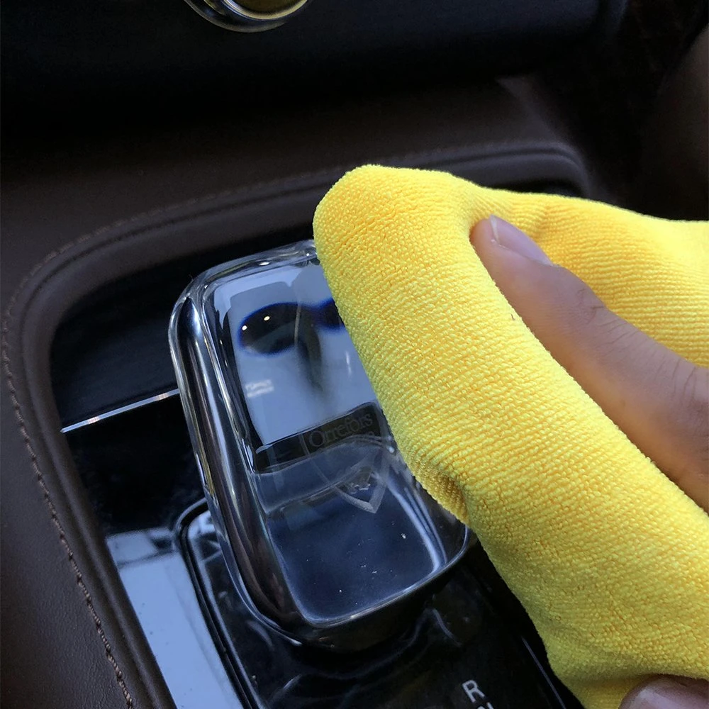 80%Polyester 20%Polyamide Yellow 30X40cm Microfiber Kitchen Household Car Towel, Hand Towel, Glass Dish Tea Towel Cleaning Cloth with Hanging Loop