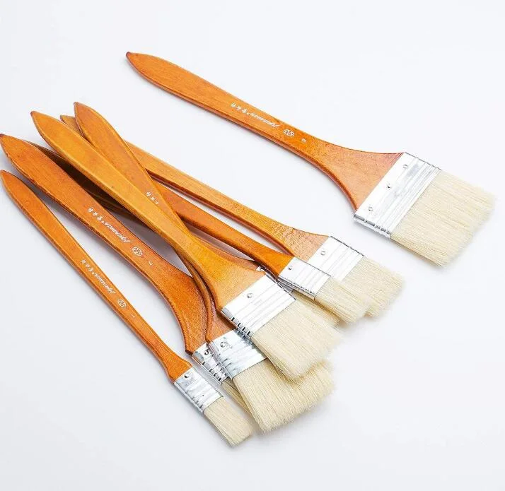 8 Pieces Large Flat Artist Bristle Paint Brush Wash Brushes Set for Oil Water Color Acrylic Paint