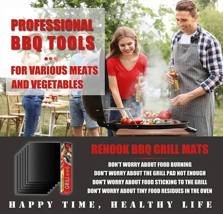 L'épaisseur 0.2mm personnalisés Non-Stick PTFE de charbon de bois ignifugé Barbecue Mat feuille de cuisson Four des chemises