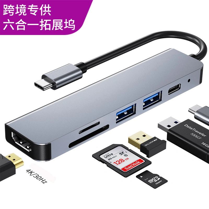 6-in-1 Typ C auf HDMI 4K30Hz Pd USB3,0 SD TF