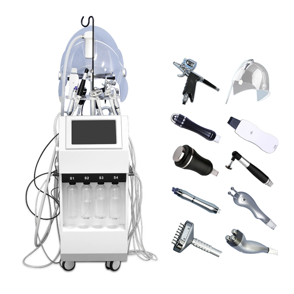 12 in 1 RF Oxygen Jet Hydra Facial Beauty Machine with Ultrasound Lymphatic Drainage Cold Skin Care Deep Cleaning