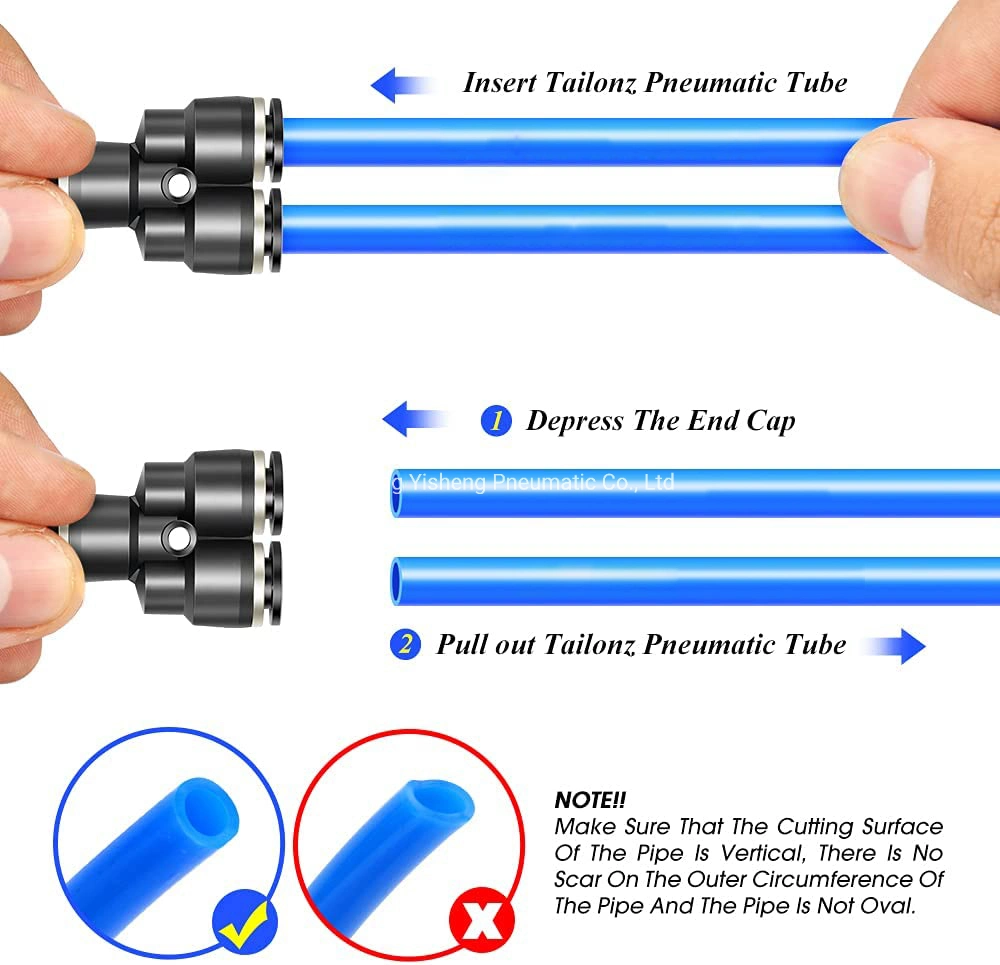 5/32 1/4 5/16 3/8 1/2 Inch Py Union Y Type Push on Quick Connect Plastic Air Control Pneumatic Hose Fitting