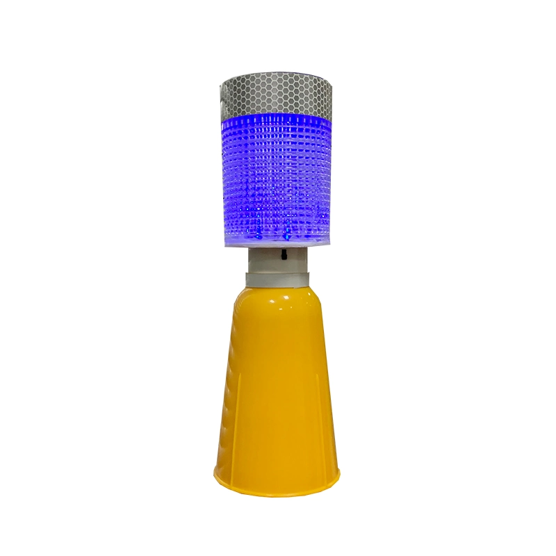 Double-Flash Red Blue Solar Traffic Cone Light