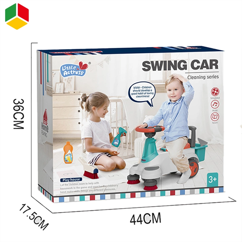 QS Children Kids Educational Simulation Swing Car Toy Electric Plastic Ride Car Musical Light Children Play Household Cleaning Car Toys