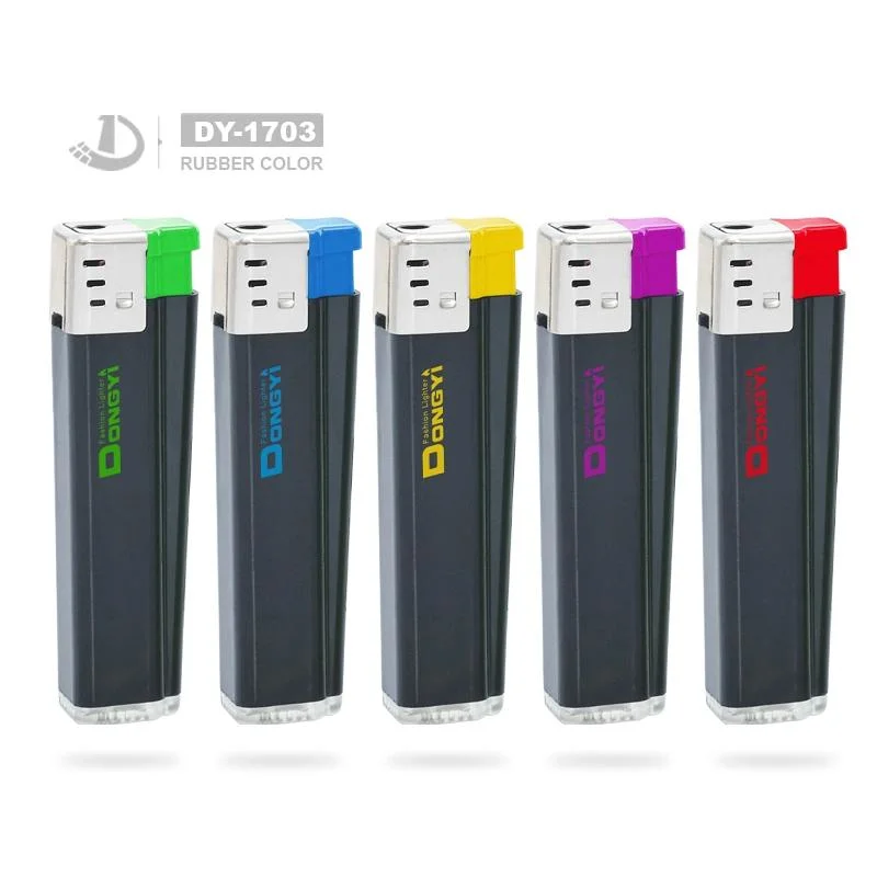 Dy-1703 Manufacture Europe Market Five Colors Unique Plastic Lighter with Disposable &Refillable