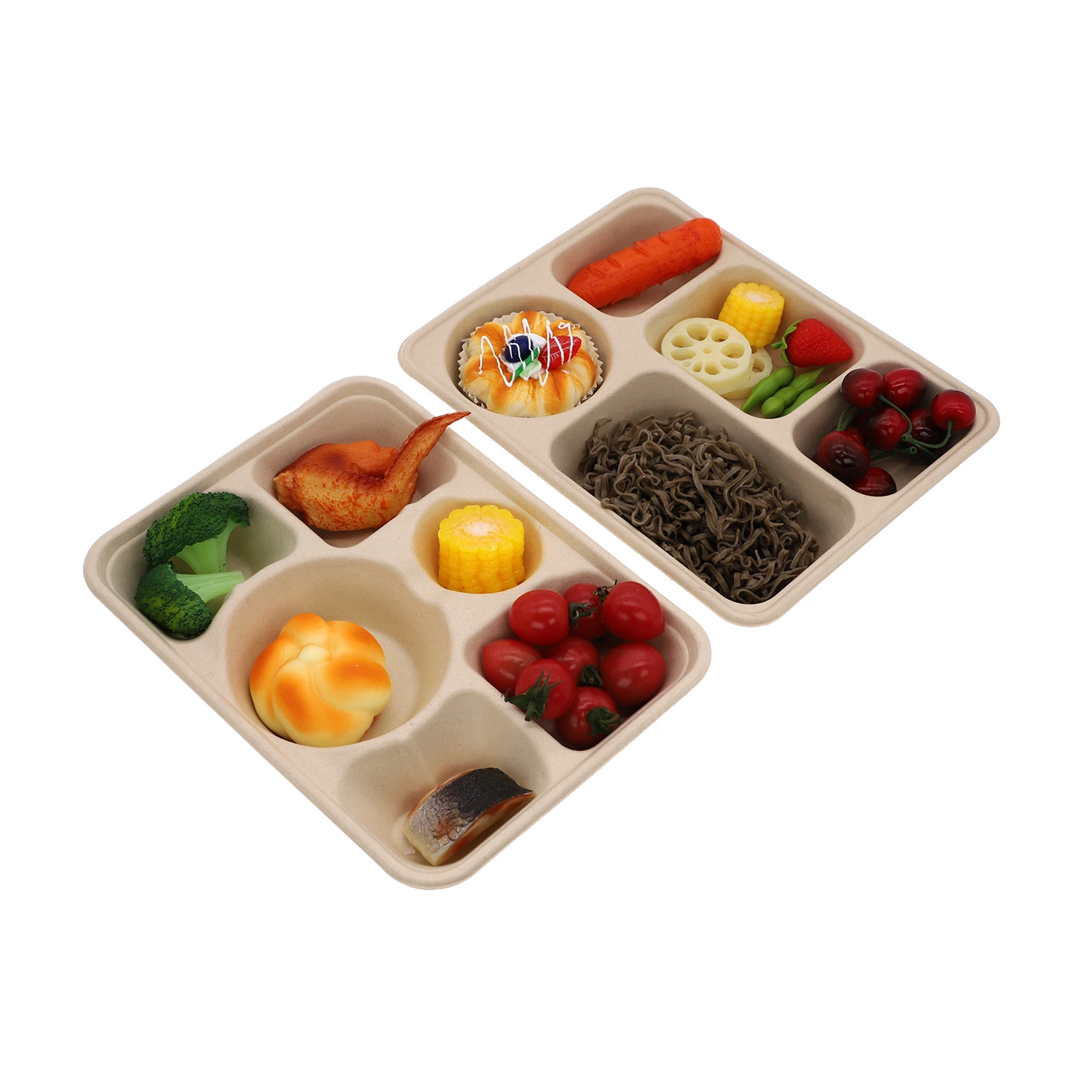 Sugarcane Bagasse Food Storage Container Bento Compartment Box with Lid