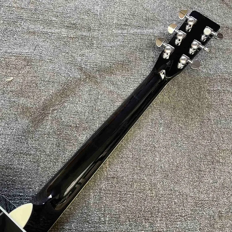 Custom Glossy Black Johnny Cash Model D-35s Dreadnought Folk Acoustic Electric Guitar