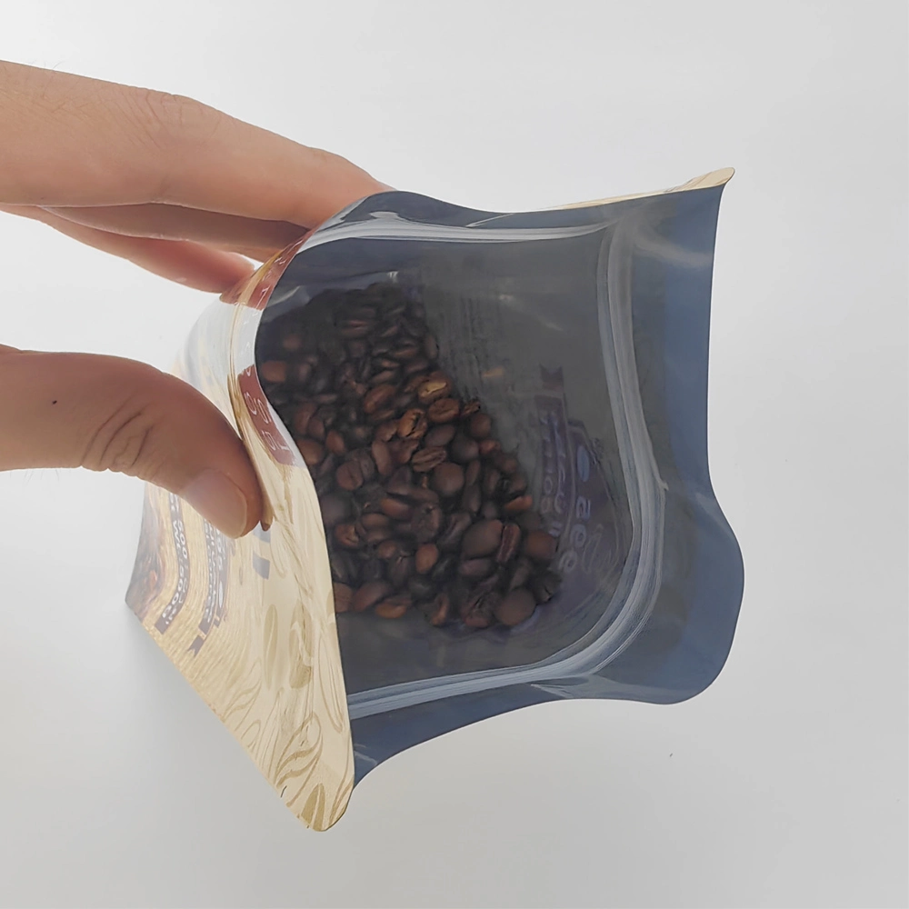 250g 500g 1kg Customized Size Glossy Finished Heat Seal Aluminum Foil Laminated Plastic Zipper Stand up Coffee Beans Powder Packaging Bag with Valve