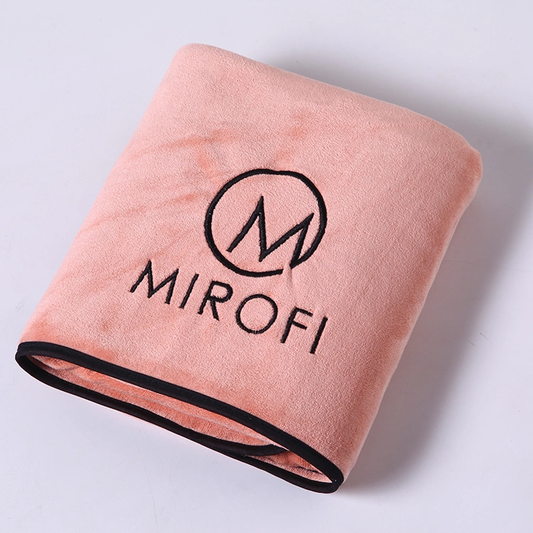 500GSM Thickened Soft Skin Friendly Quick Dry Weft Knitting Microfiber Wrap Hair Drying Cap Towel Face Hand Towel with Hair Brushed Custom Embroidery Logo