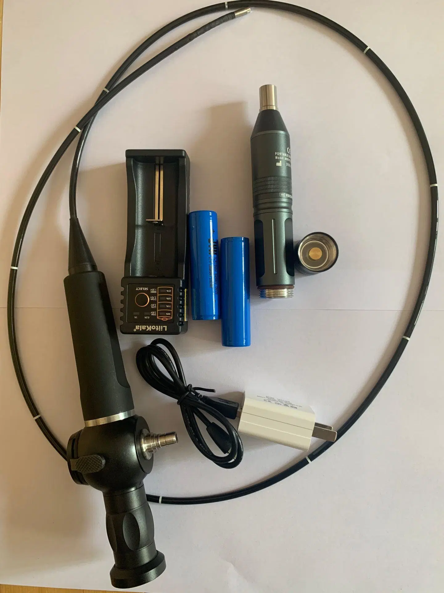 Flexible Fiberscope with 3.9mm Probe Lens, 2 Way Articulation, Tungtsen Braided Tube, Optical Fiber Transmission