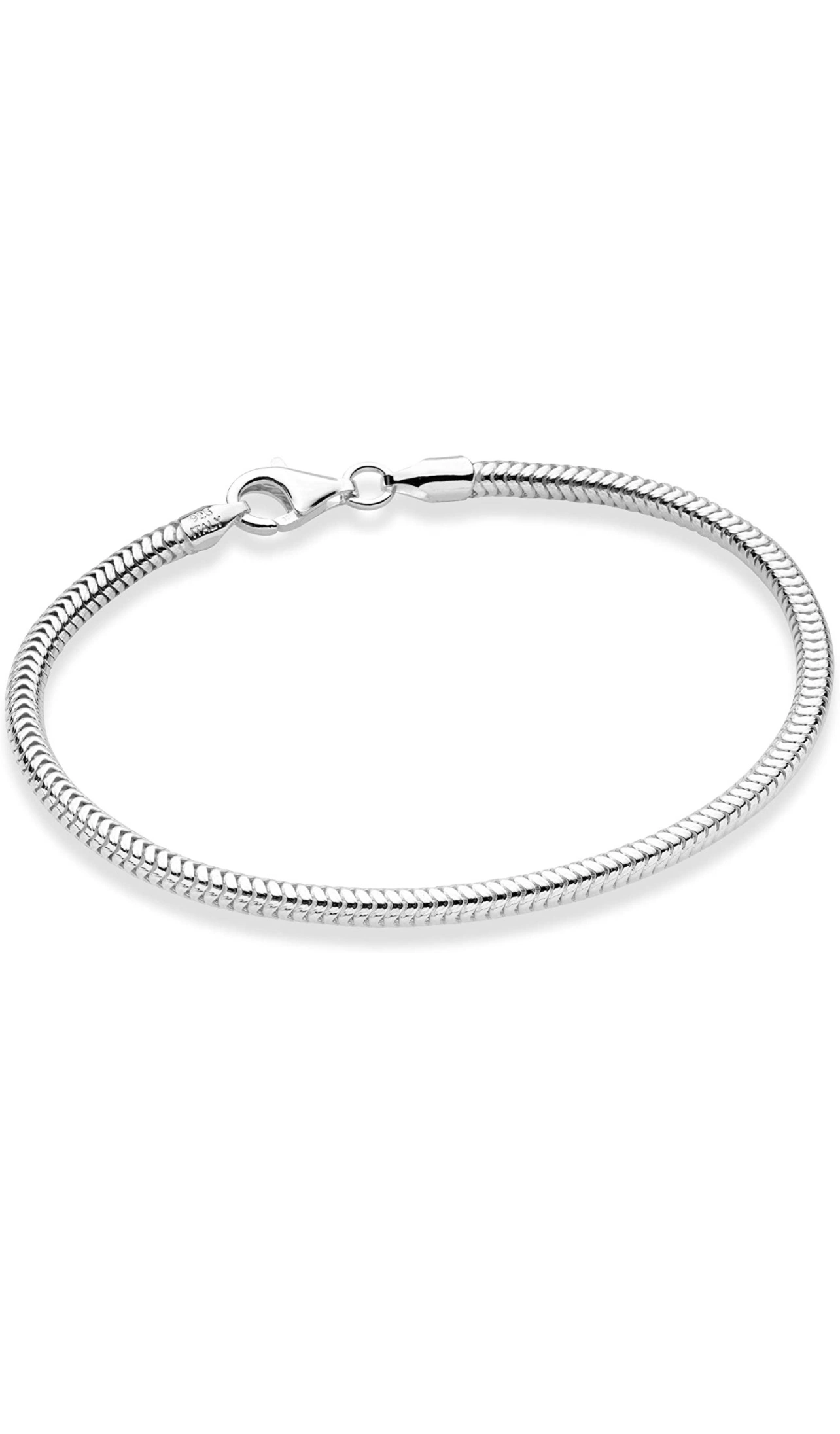 Charm Fashion Accessory Sterling Silver Italian 3mm Snake Chain Bracelet