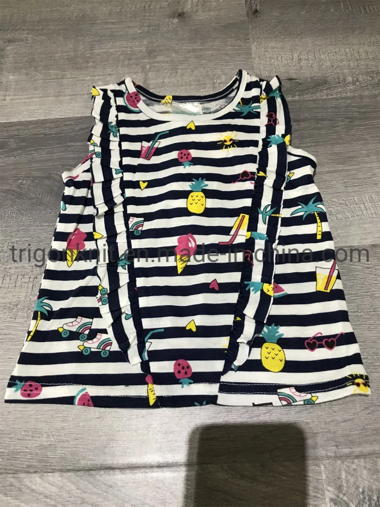 New Children&prime; S Girls Printed Cotton Vest Cartoon T-Shirt Sleeveless Vest Baby&prime; S Clothing