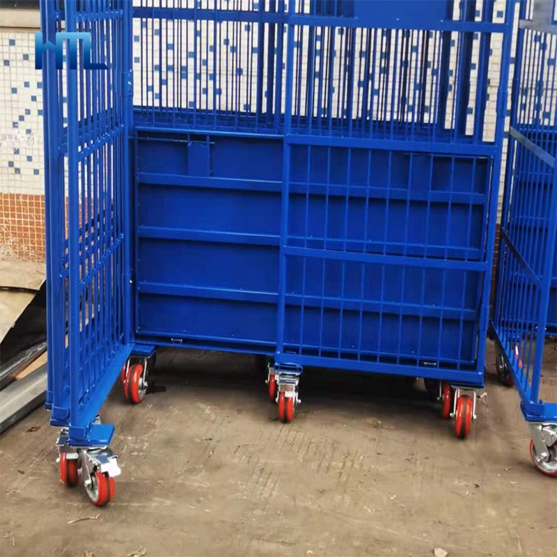 Powder Coating Nestable Collapsible Metal Storage Roller Cage for Logistics