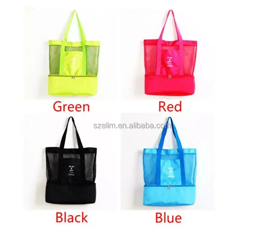 Wholesale/Supplier Mesh Beach Tote Bag with Insulated Picnic Cooler