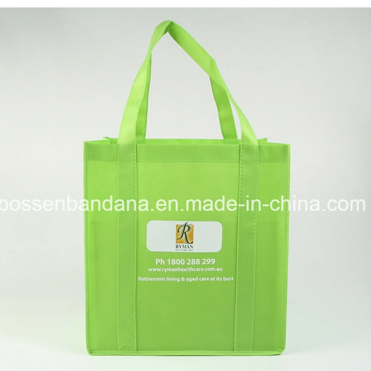 Factory OEM Produce Custom Logo Print Green Non Woven Bag with Gussets