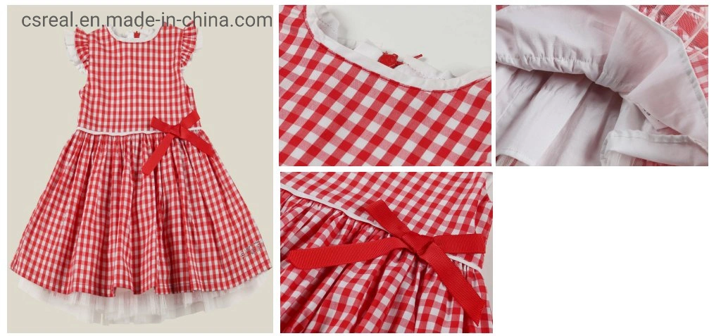 Vêtements pour enfants fille enfant vêtements tissé rouge blanc Plaid Robe habillement