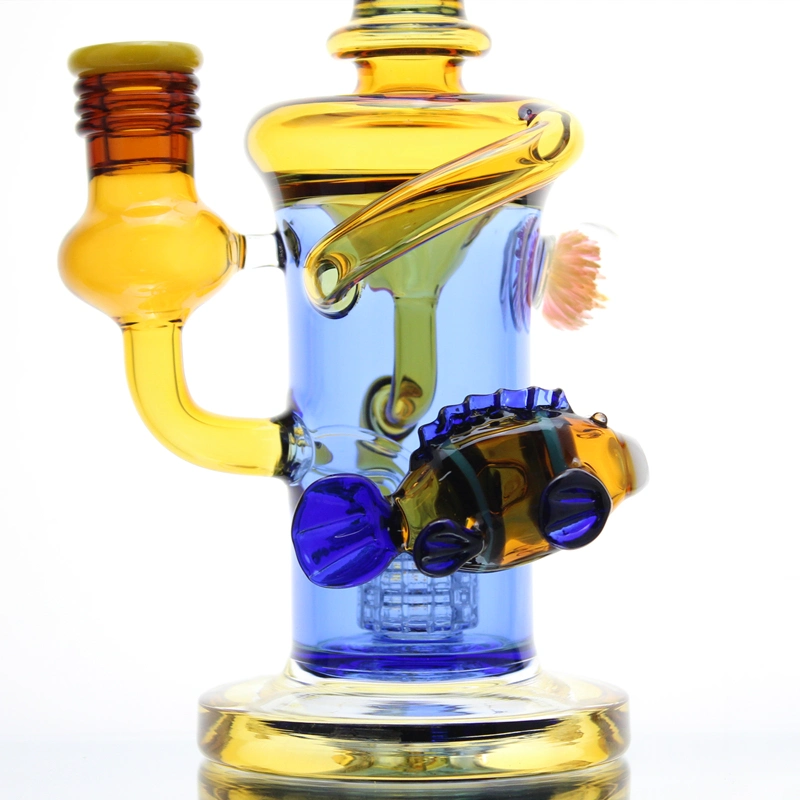 2021 Neu farbiges Glas Wasser Rauch Rohr Set Glas DAB Rigs Rauchzubehör mit Aschenfänger