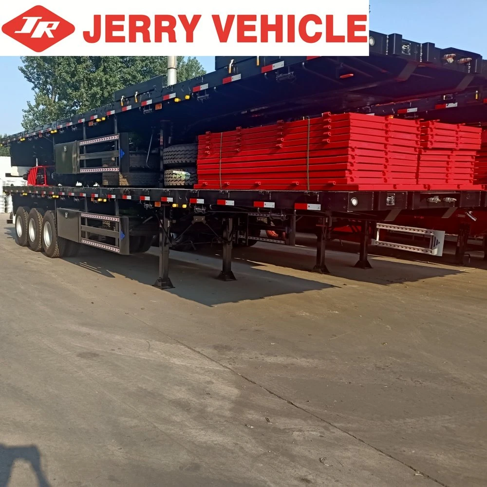 3 Axle Shipping Container Flatbed Transport Semi Trailer Flatbed Truck Trailer