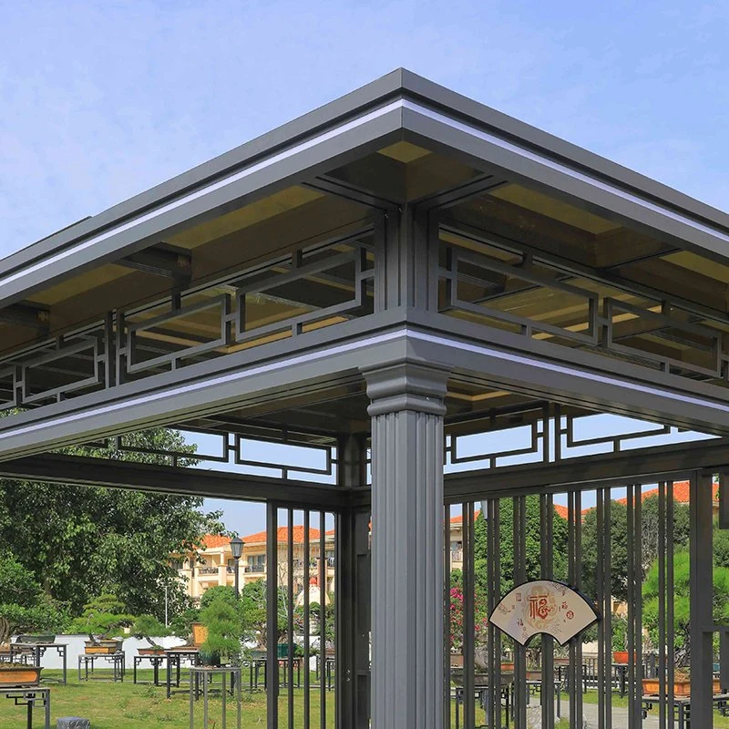 Muebles de Jardín Barbacoa Patio Aluminiumelectric impermeable con rejilla de control remot del techo de la Pérgola Gazebo con parasol retráctil