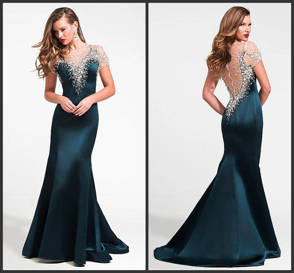 Hunter Green Evening Party Gowns Beaded Mermaid Bridal Wedding Dresses E5226