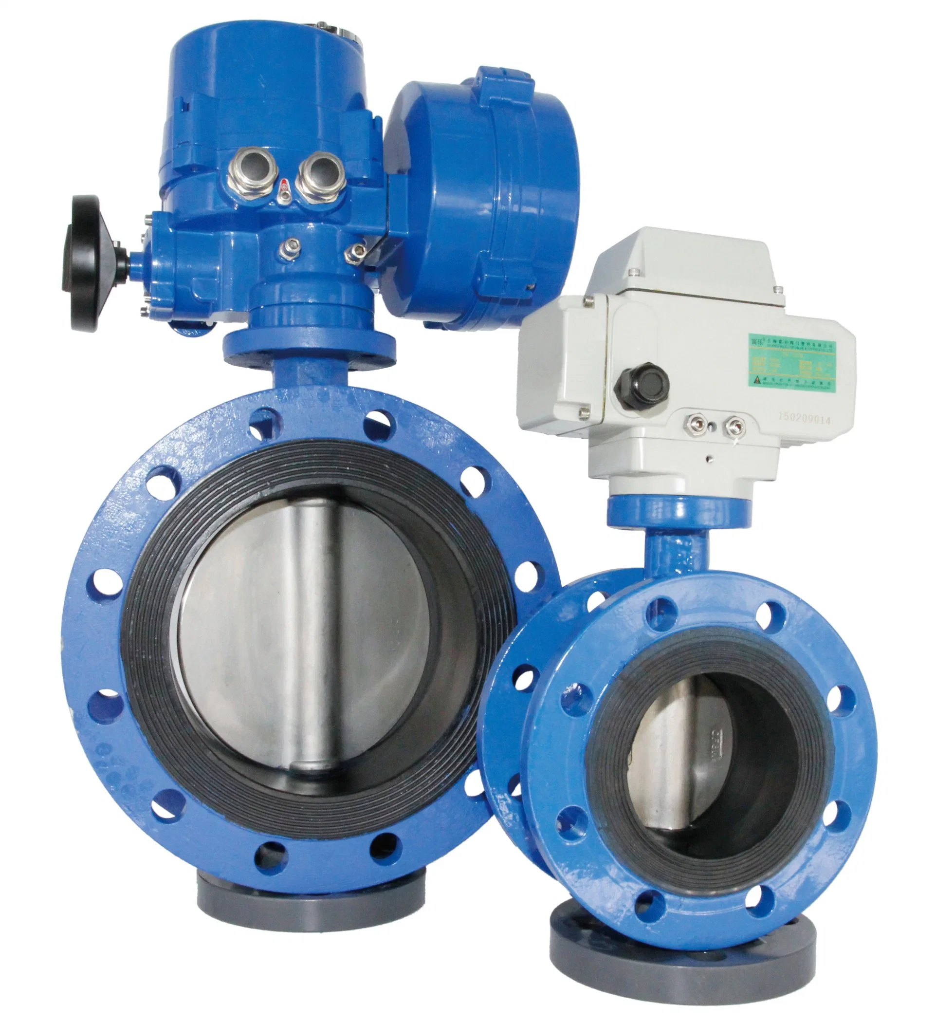 Ductile Iron Series Flanged Type Soft Sealing Center Lined Worm Wheel Butterfly Valve