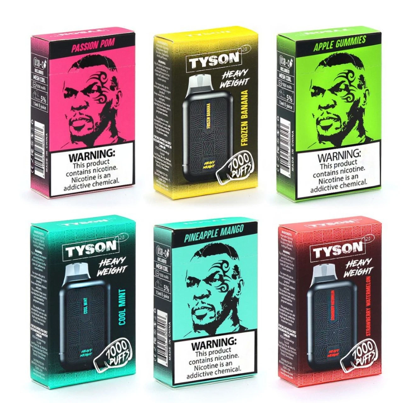 100% Newst Hot Verkaufen Sie Authentische Zbood Tyson 2,0 7000 Puffs Einweg-Vape Pen 650 mAh Recharger Batterie verschiedene Geschmacksrichtungen billig Dampfstift