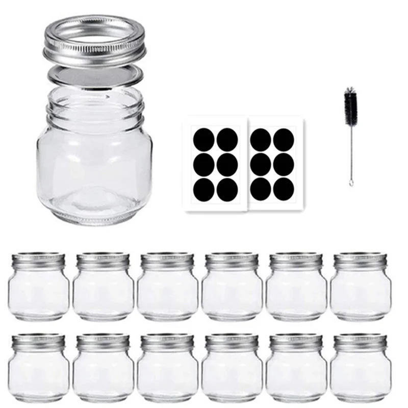Frascos de vidro transparente e selado vazios para Mason jarro de vidro para armazenamento em casa Com tampa metálica