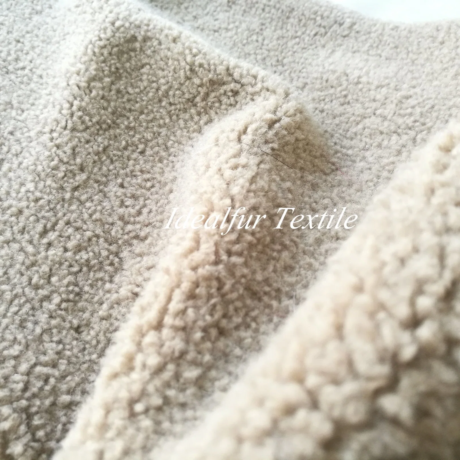 Beige Imitation Wool Sheepskin Granular Hair Fake Fur