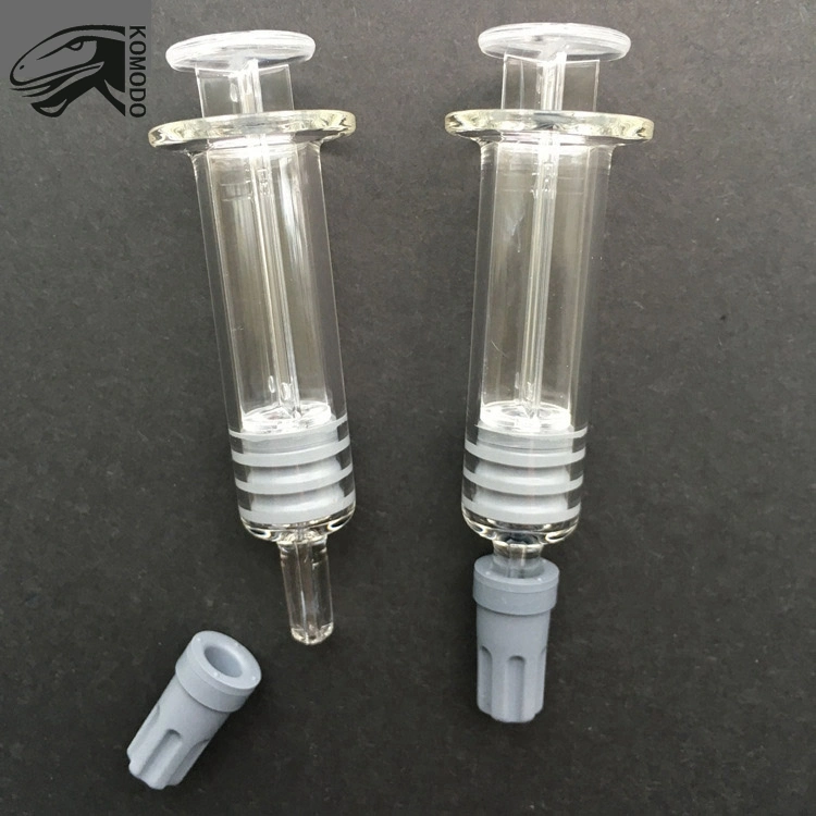 1.0Ml desechables Luer Luer Lock de vidrio de la cabeza jeringa para aceite con el émbolo de plástico de metal