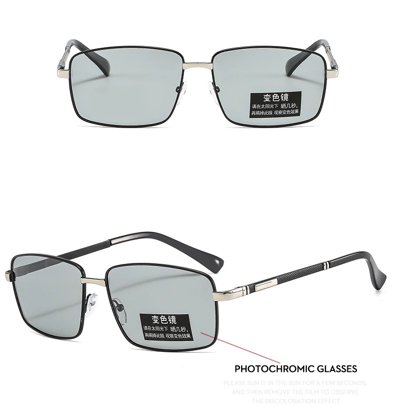 2022 Men's Polarized Frame Metal Driving Mirror Color Changing Sunglasses