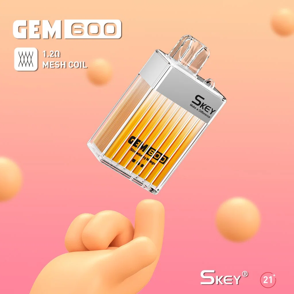 Skey Gem600 Perfume Box Vape Crystal Bar Mesh Coil Fruit Flavors 2ml 2% Nicotine Disposable/Chargeable vape with UK Tpd Mhra