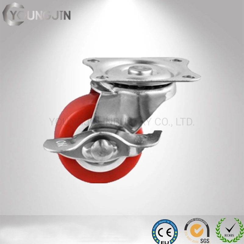 Light Duty Red PVC Threaded Stem Swivel Caster Wheel