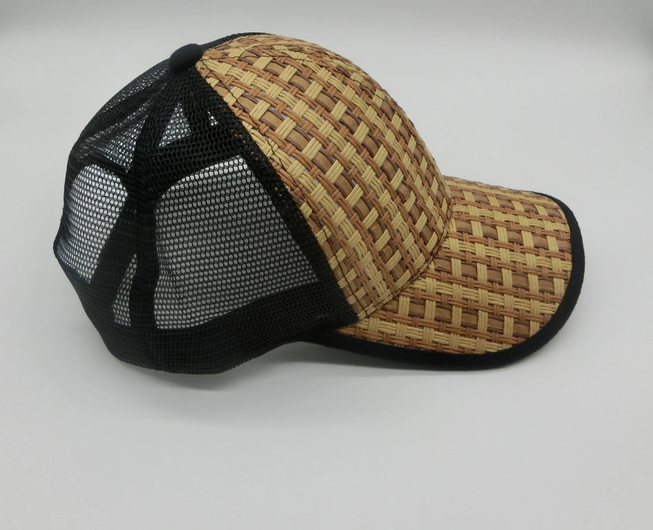 Fashion Straw Fabric Mesh Trucker Blank Baseball Caps for Summer