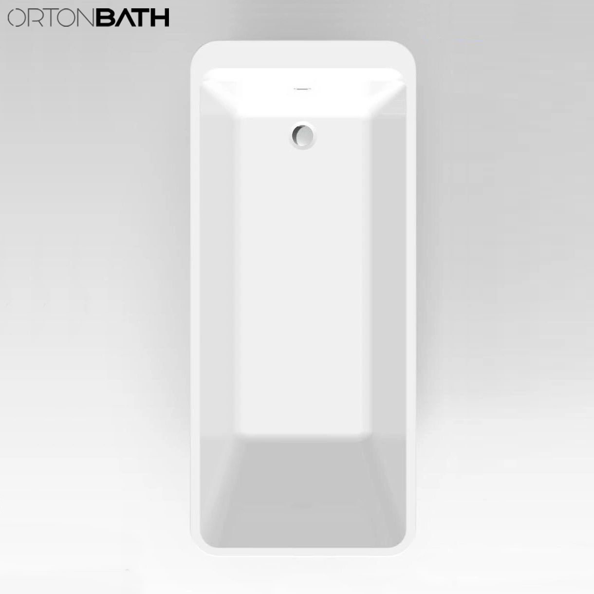 Ortonbath Square Edge Corner White Rectangular Acrylic Freestanding Hot Swim SPA Bathtub Bath Tub Freestanding Palstic Sanitary Ware Bathtub