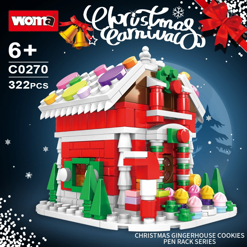 Os brinquedos Woma Grosso Custom 3D Gingerbread Man Vitolity Rack de caneta na caixa de caneta pequena Building Block pouco Brick crianças dia prendas de Natal Pen Brinquedo Rack Dom bricolage