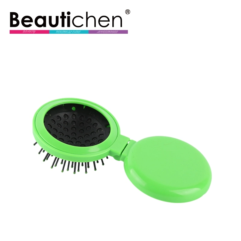 New Pocket Hair Brush Plastic Comb Private Label Size Mirror Set with Foldable Cheap Women Kids Plastic Hair Brush