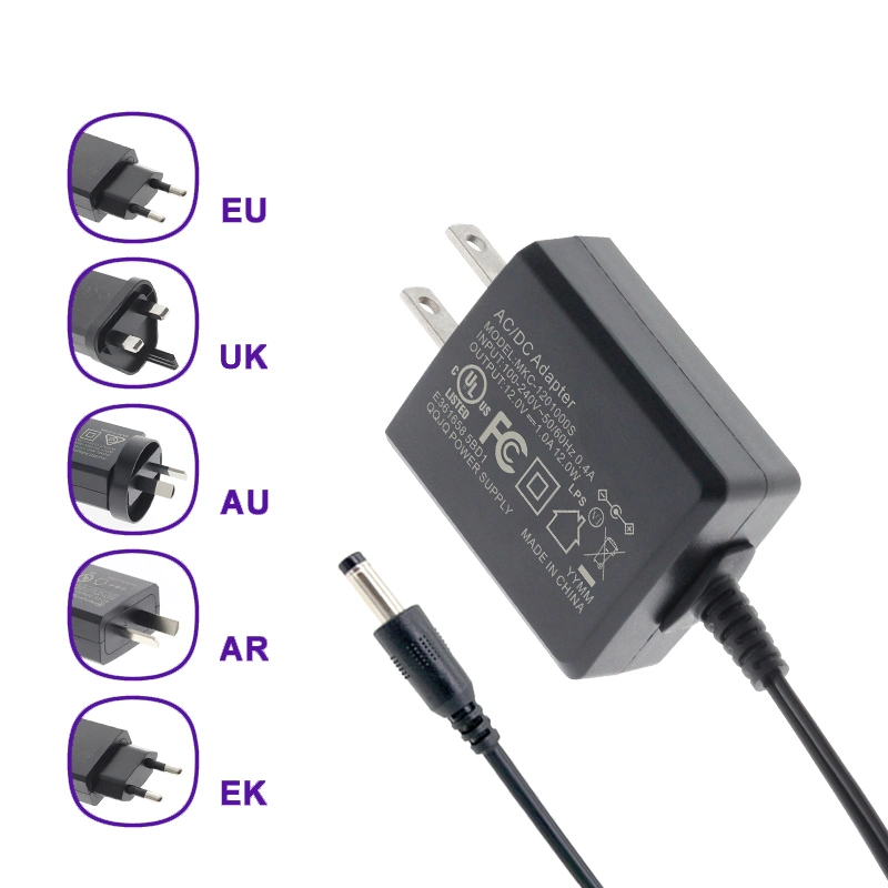 CE RoHS FCC-Akkuladegerät 12V 1A AC 100V-240V Konverter Netzteil für das Ladegerät des Schaltnetzteils