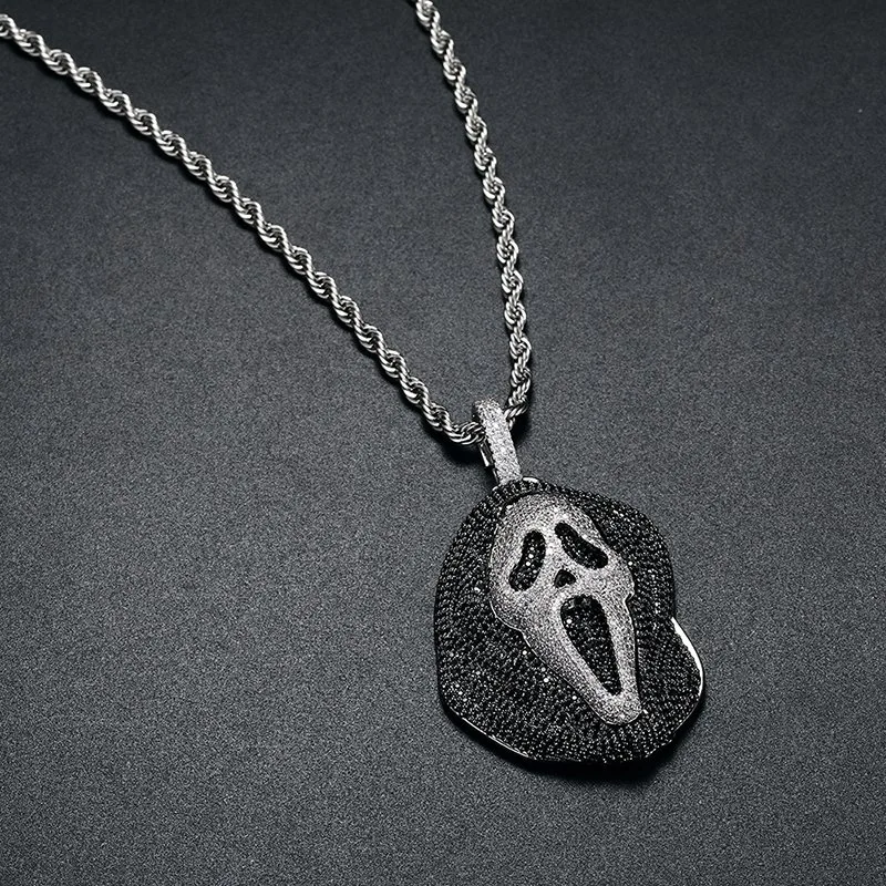 Wholesale/Supplier Iced out Hip Hop CZ Halloween Christmas Ghost Pendant Necklace Gold Plated Jewelry