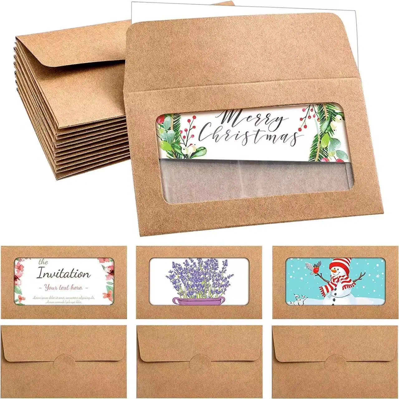 Custom Craft Card Envelopes with Windows for Business Presentation and Gift Cards