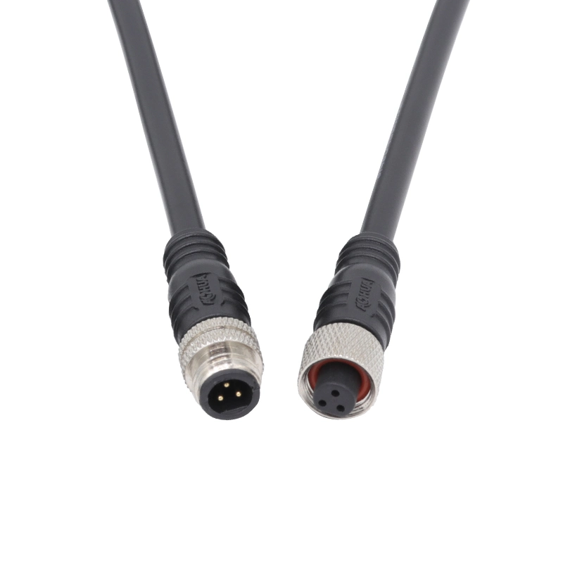 M8 2 3 4 pin Cable de goma masculino femenino tuerca metálica resistente al agua el conector