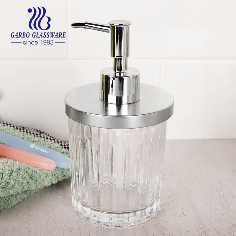 11 Oz Clear Glass Soap Dispenser with Rust Proof Stainless Steel Pump Refillable Liquid Hand Soap Dispenser for Bathroom Premium Kitchen Soap Dispenser