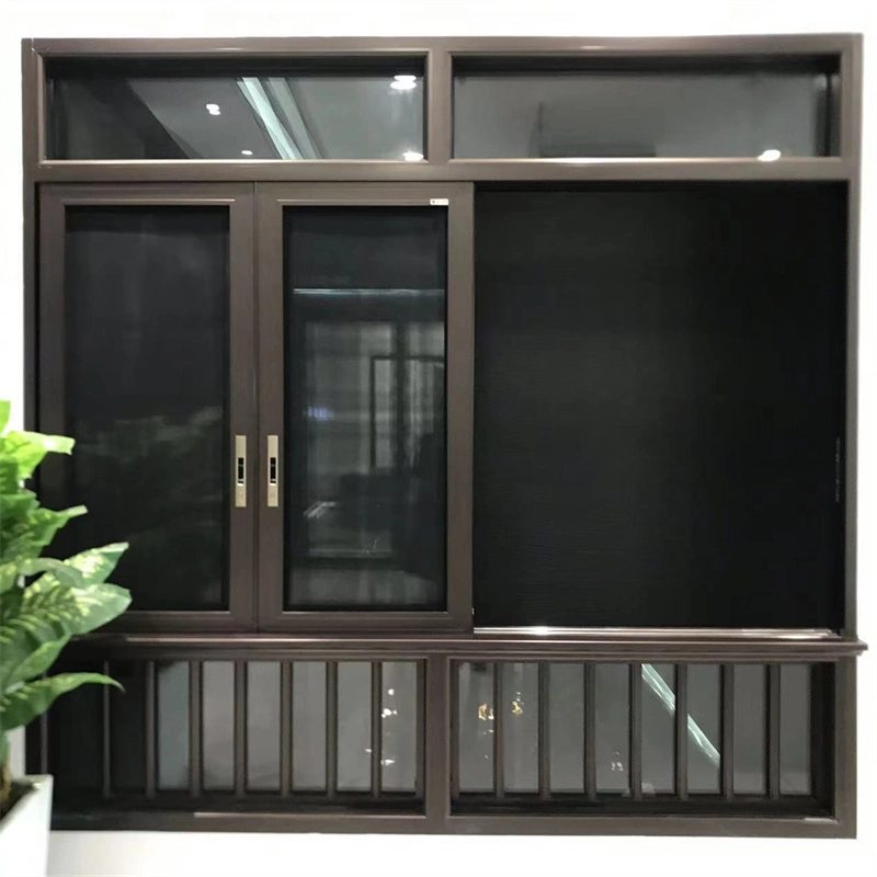 China buena calidad fábrica Precio barato 3 Pista aluminio aluminio Ventana deslizante con rejilla de acero inoxidable