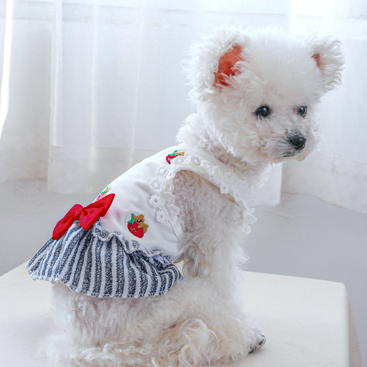 Gato de mascotas Bichon Bomi Verano Princesa Falda de oso de yute Teddy cachorros perro ropa fina